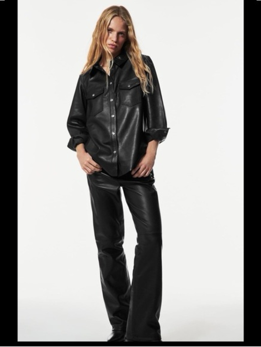 ZARA Limited Edition Real Leather Shirt Jacket – Black